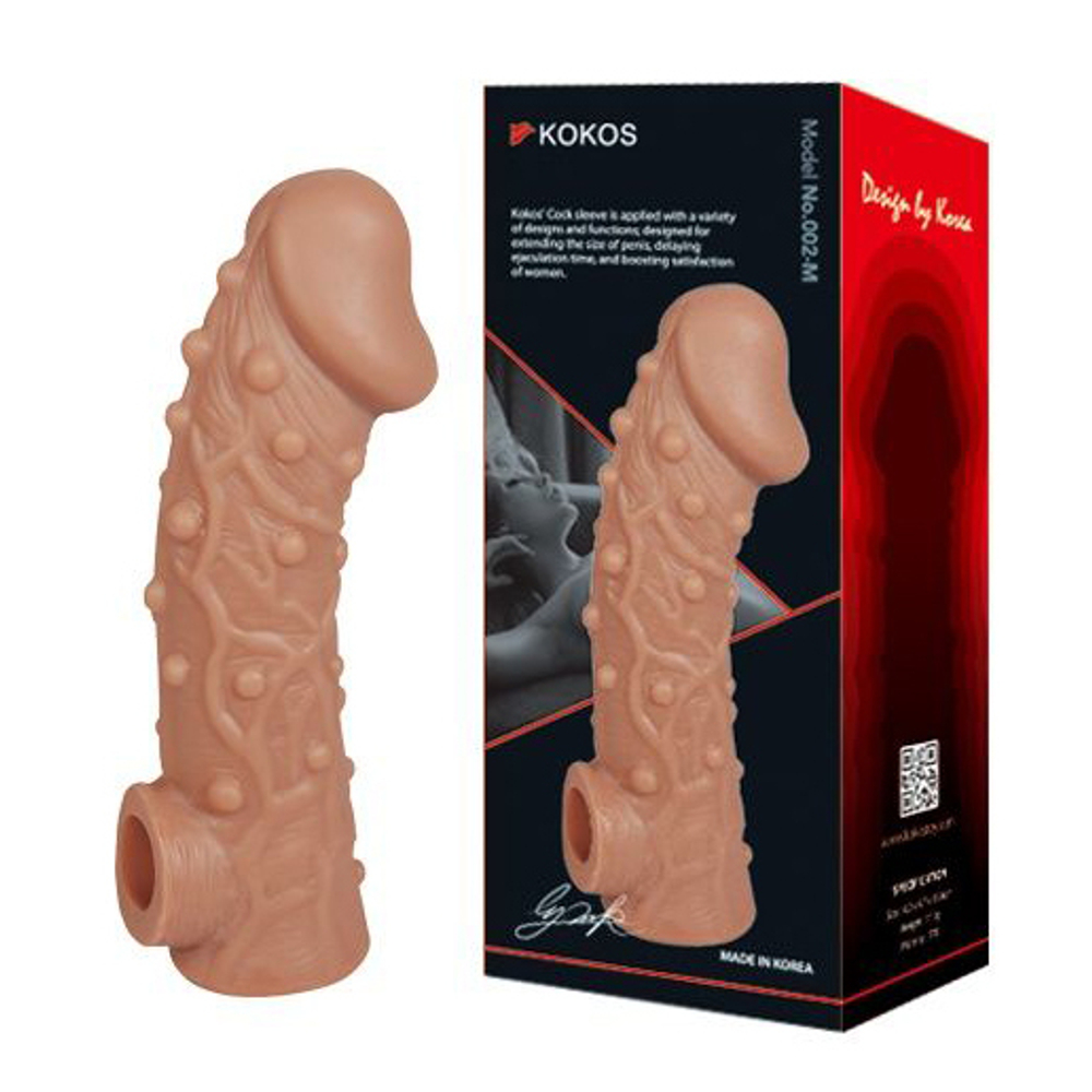 Насадка на фаллос 17,6см с отверстием для мошонки Kokos Cock Sleeve 002 Size L