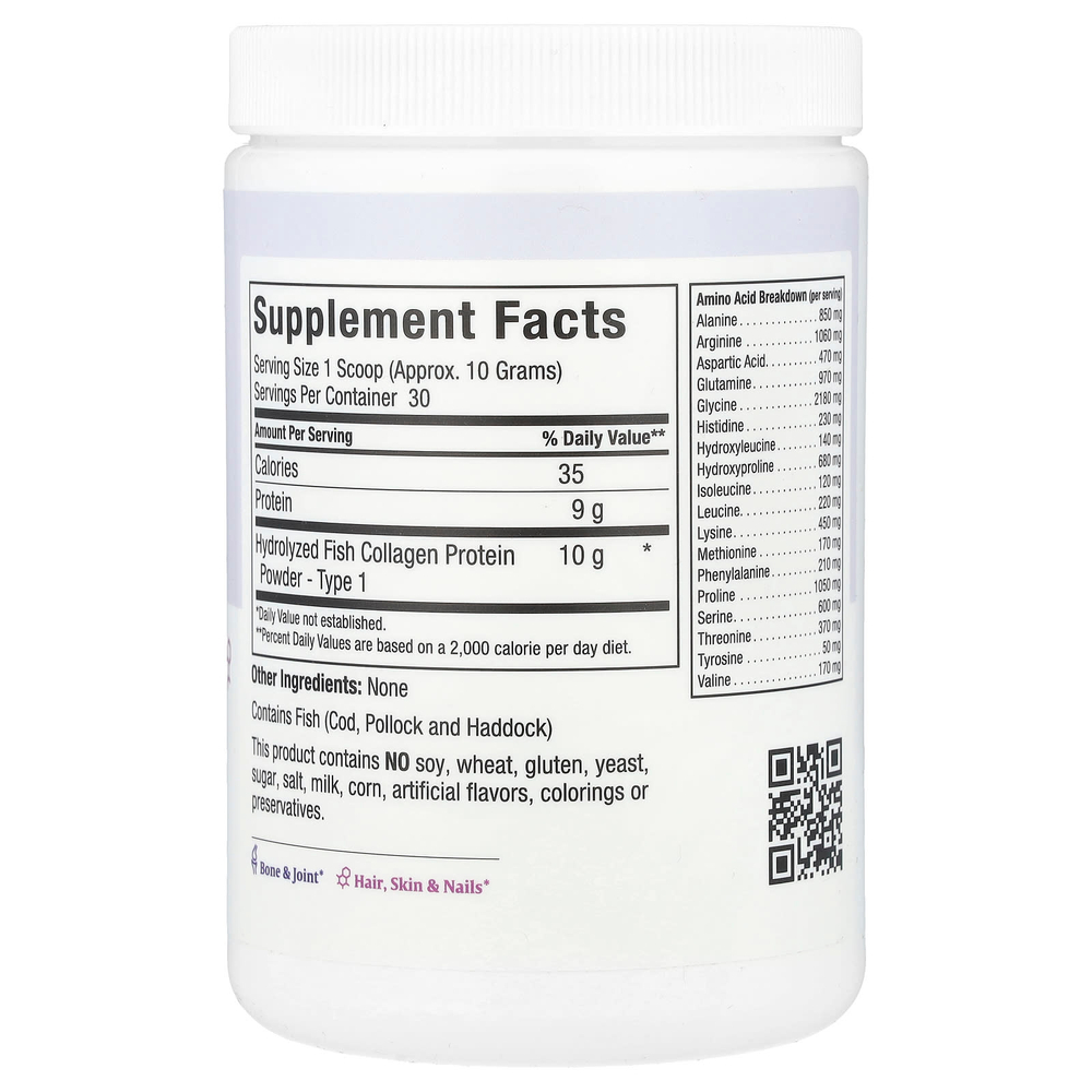 Maxi Health, Hydrolyzed Fish Collagen Powder™, гидролизованный рыбий коллаген, 305 г (10,75 унции)