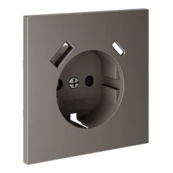 Накладка для розетки с USB A+C с заземлением и защитными шторками Voltum S70 Капучино VLS001014