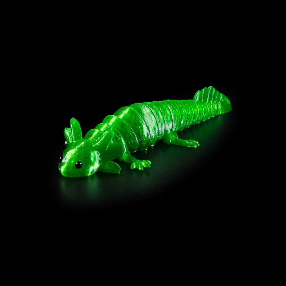 Аксолотль гибкая сегментная подвижная игрушка, 18 см., 3D печать, зеленый