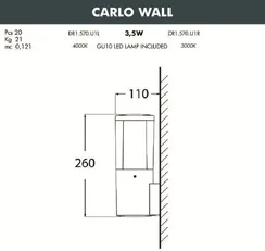 Настенный светильник уличный Carlo DR1.570.000.WXU1L Fumagalli