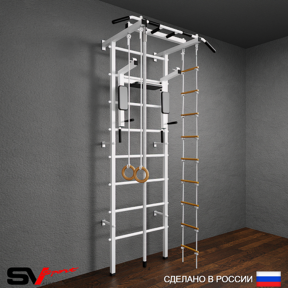 Шведская стенка Sv Pro 803 (Турник Pro/Брусья/стойка/Канат/Кольца/Лестница)