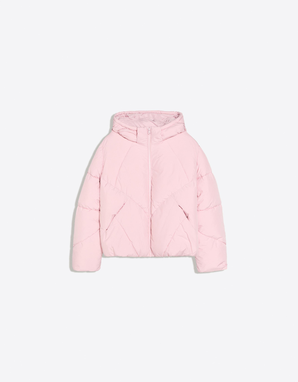 Женская стеганая куртка с капюшоном - BERSHKA