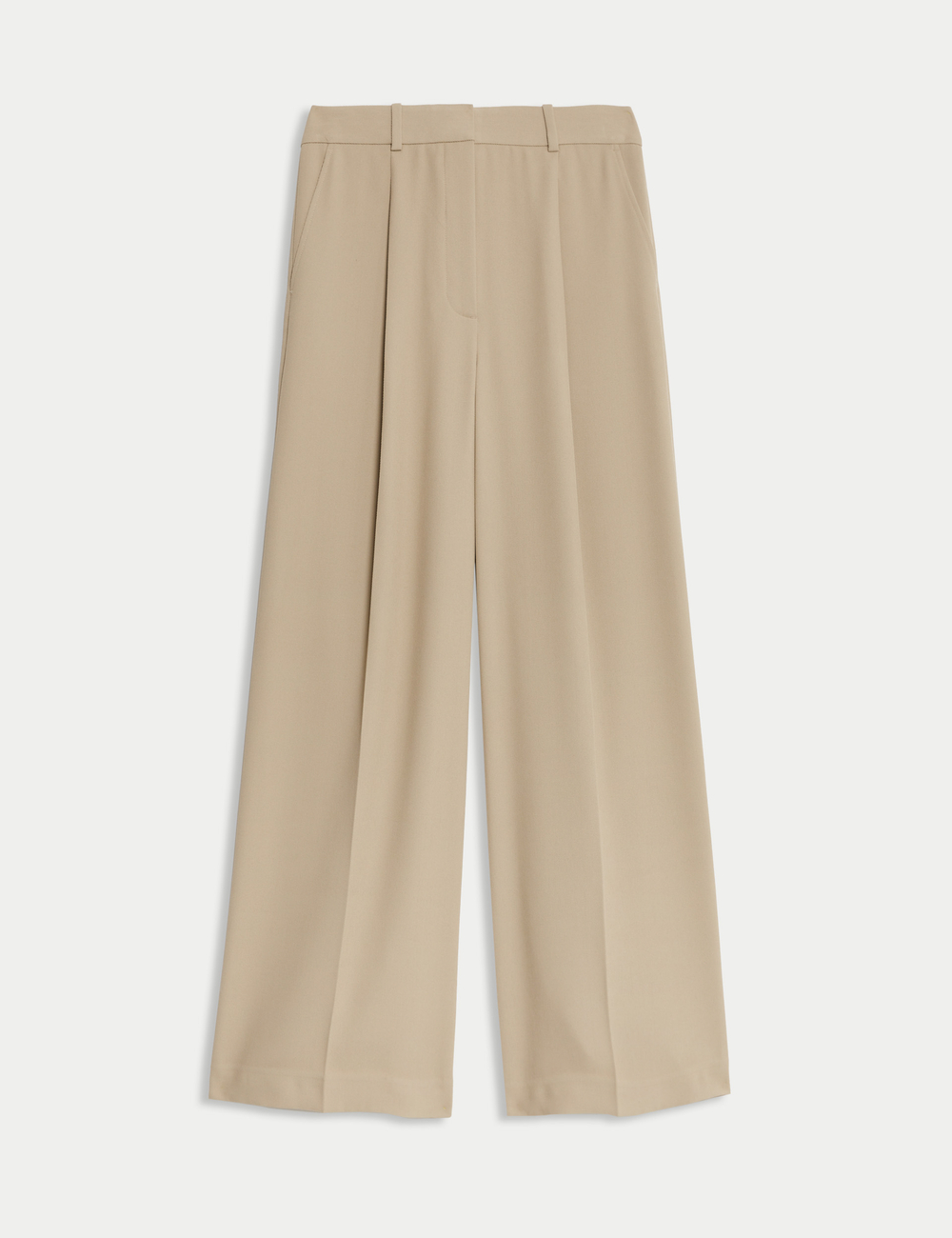 Брюки с одной складкой и широкими штанинами - Marks & Spencer