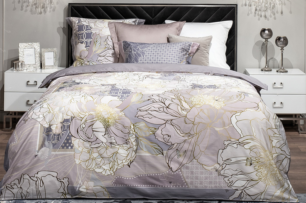 Комплект наволочек 2шт 70x70 Garda Decor Пионы серый