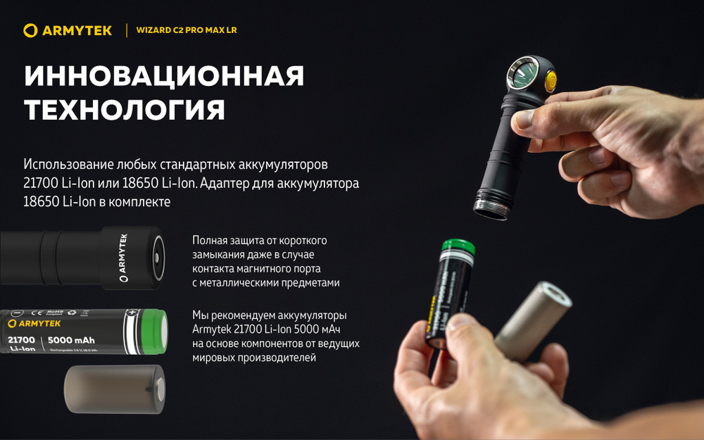 Мультифонарь налобный Armytek F06702W Wizard C2 Pro Max Magnet USB LR (теплый свет)
