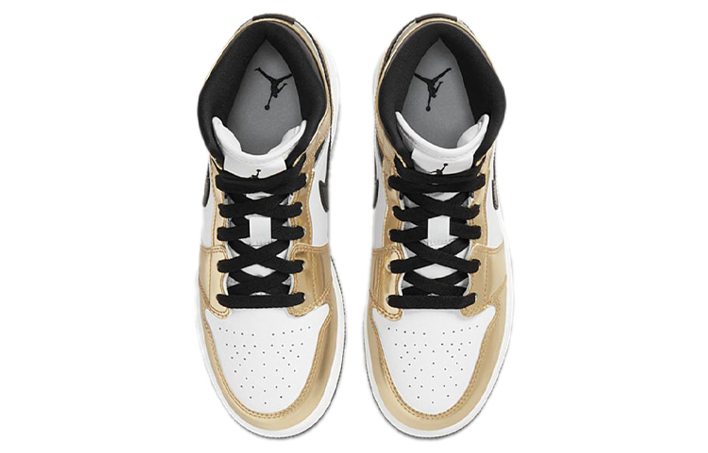 Jordan 1 Mid Metallic Gold Black White GS