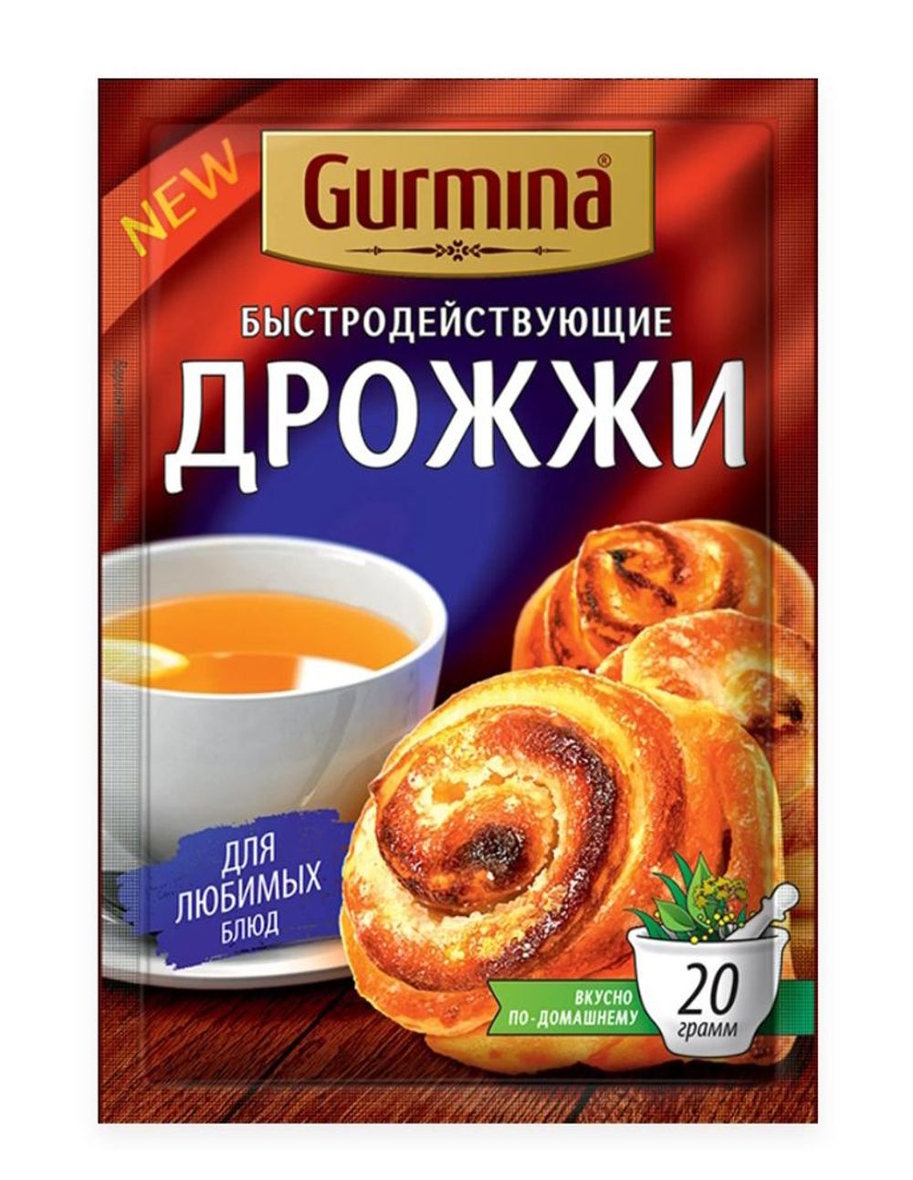GURMINA дрожжи 20гр хлебопекарные сушеные (25) 4491