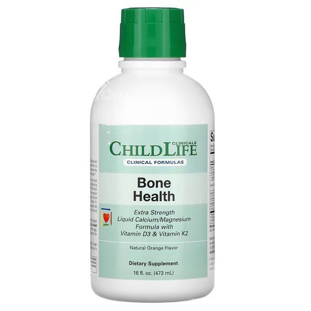 Childlife Clinicals Bone Health Liquid Calcium Magnesium Zinc with D3 & K2 Orange Flavor 473 ml | D3 va K2 vitaminlari hamda tabiiy apelsin qoʻshilgan suyuq kalsiy, magniy, rux, 473 ml