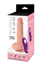 Телесный реалистичный вибратор REAL Dual Layer - 23 см. (Цвет: телесный)