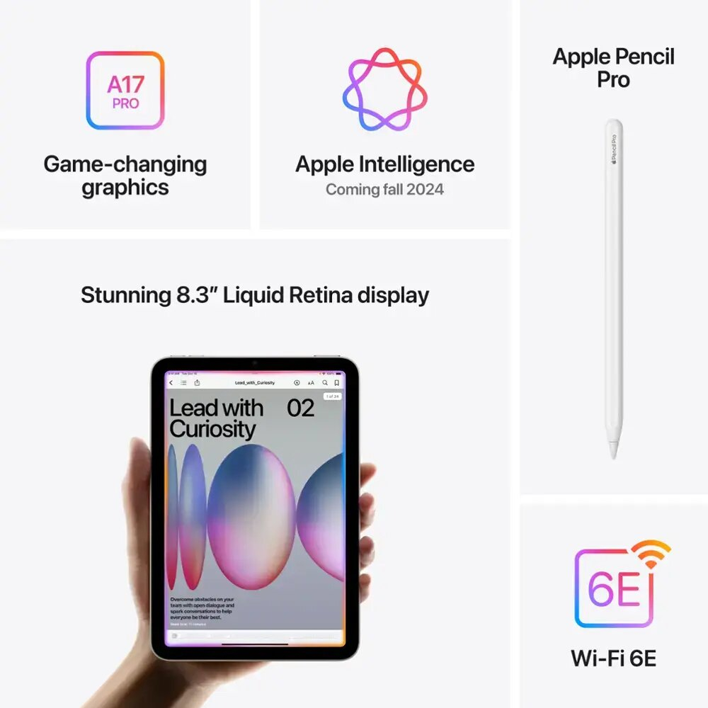 Планшет Apple iPad mini (A17 Pro) 8,3″, 128 ГБ, Wi‑Fi, Blue (голубой)