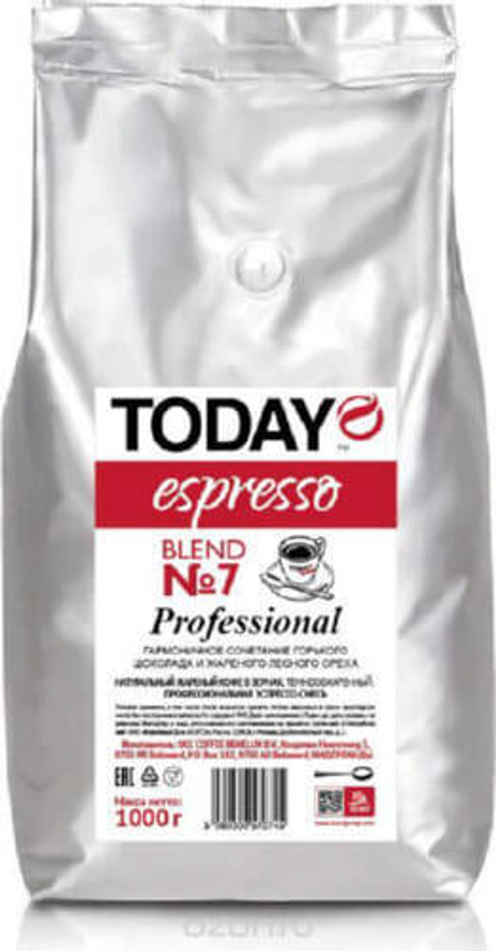 Кофе зерновой Today Espresso Blend №7 пакет 1 кг