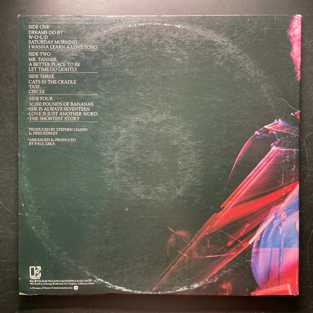 Harry Chapin ‎– Greatest Stories - Live 2LP (США 1976г.)