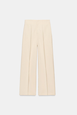 ZARA БРЮКИ С ВЫСОКОЙ ПОСАДКОЙ — ZW COLLECTION, ЦВЕТ СЛОНОВОЙ КОСТИ