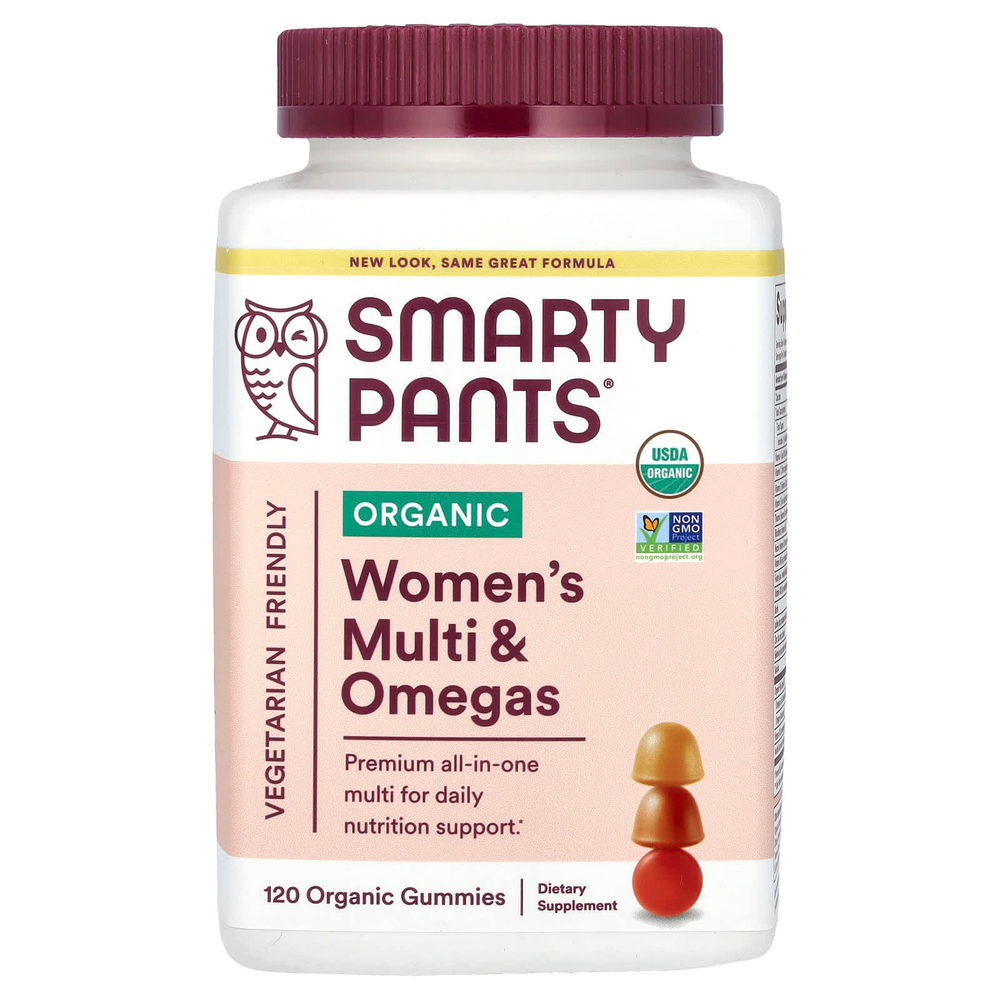 SmartyPants, Organics, Complete, комплекс для женщин, малина, лимон, лайм и виноград, 120 вегетарианских жевательных конфет