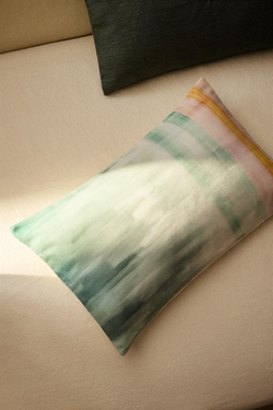 ZARA HOME ЧЕХОЛ ДЛЯ ДЕКОРАТИВНОЙ ПОДУШКИ С ПРИНТОМ ТАЙ ДАЙ, ГОЛУБОЙ