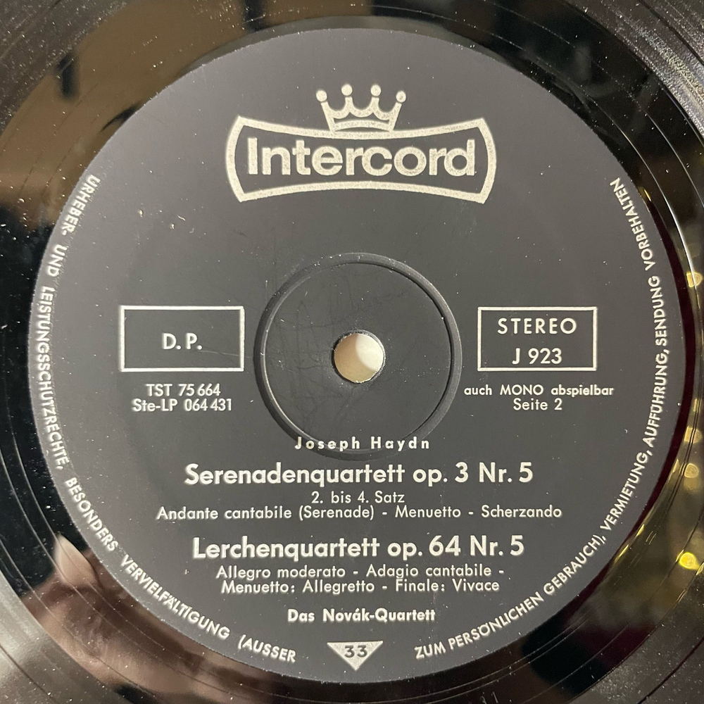 Винтажная виниловая пластинка LP Joseph Haydn Йозеф Гайдн, Das Novak Quartett, Kaiserquartett Op. 76 Nr. 3 9 (Германия 1976)