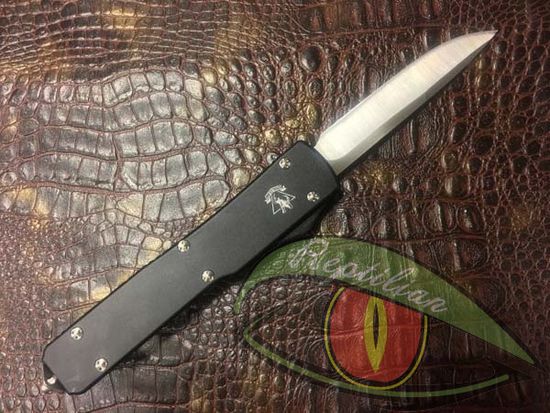 Складной нож Steelclaw MIC02B выкидной фронтального выброса c клинком из стали D2, рукоять алюминий