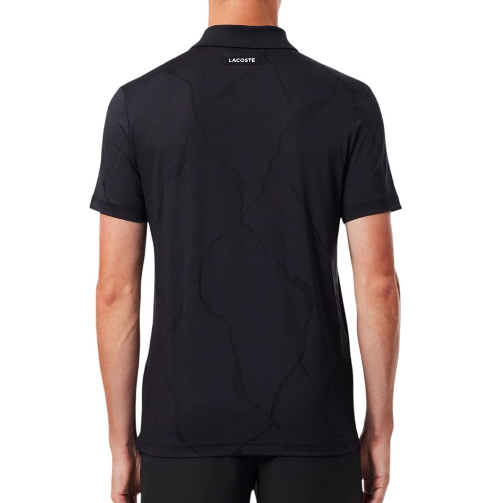 Meskie polo tenisowe Lacoste Ultra Dry Jacquard Crocodile Tennis - black