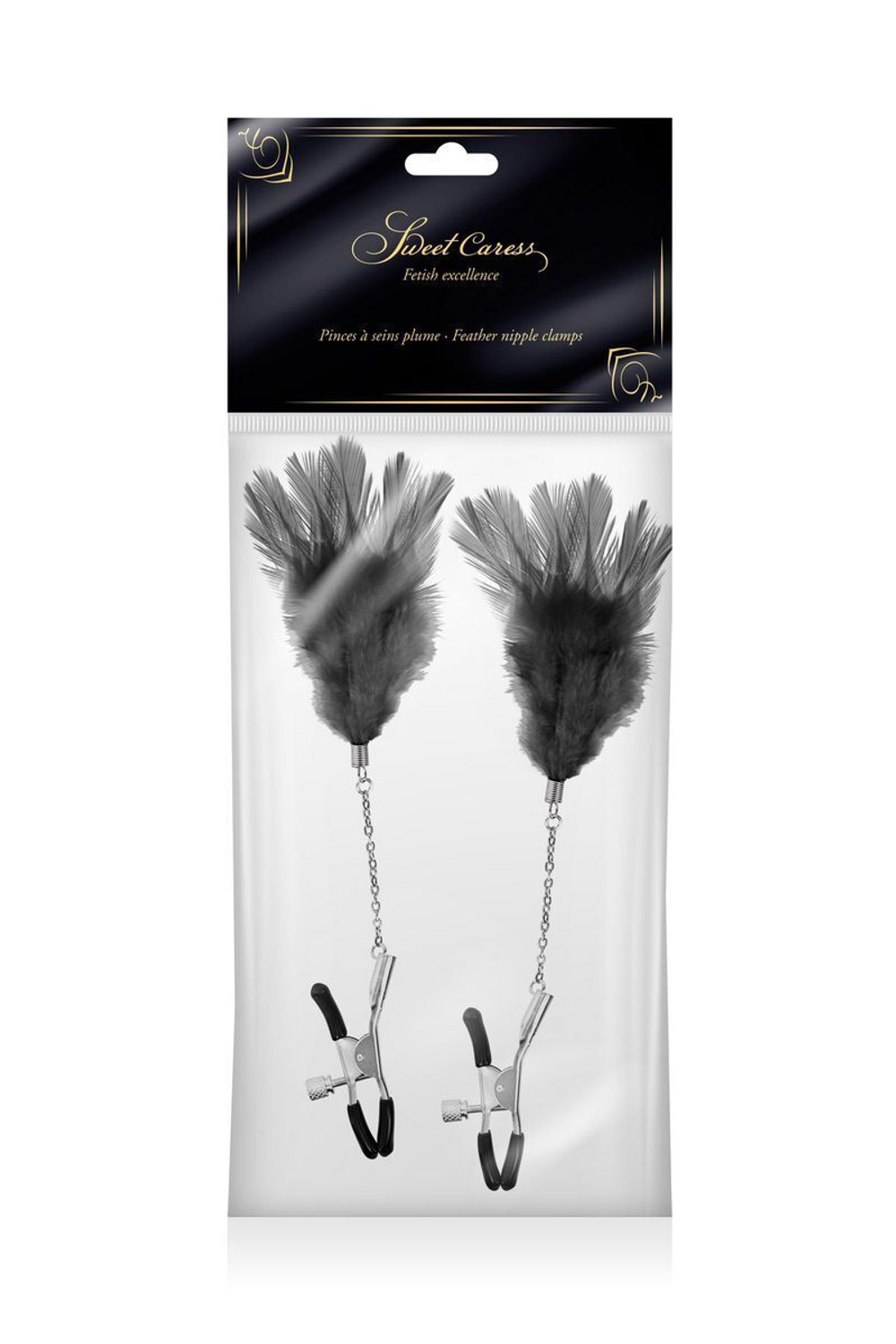 Зажимы для сосков с черными перьями Sweet Caress Feather Nipple Clumps (Цвет: черный)