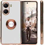 Стильный глянцевый чехол для POCO X7 PRO / REDMI TURBO 4 с кольцом-подставкой и бархатной подкладкой