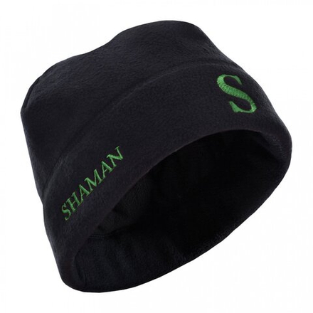 Шапка мужская зимняя "Shaman-280" флис, черный (зеленая вышивка), ХСН