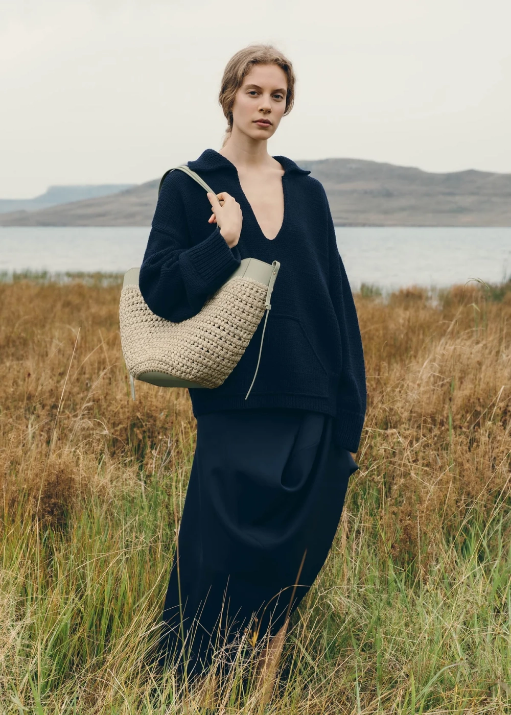 POLENE СУМКА CYME RAFFIA, ПАСТЕЛЬНО-ЗЕЛЕНЫЙ