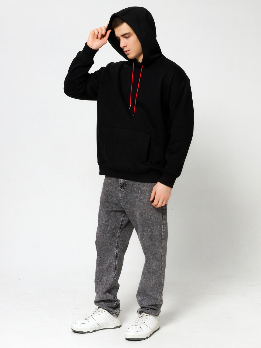 Худи мужское черное муфта