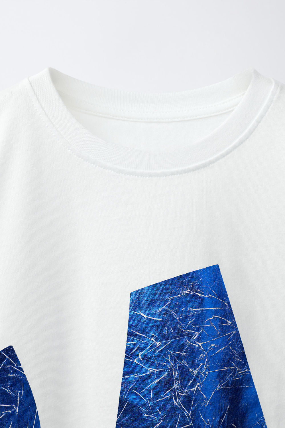 ZARA ФУТБОЛКА С БЛЕСТЯЩЕЙ ЦИФРОЙ, БЕЛЫЙ