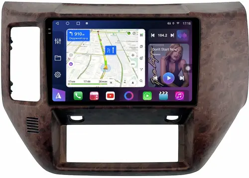 Магнитола для Nissan Patrol Y61 2004-2010 (рамка дерево) - FarCar BM3258M-2K монитор 9.5" 2K QLED на Android 14, Быстрая, CarPlay, 4G SIM-слот
