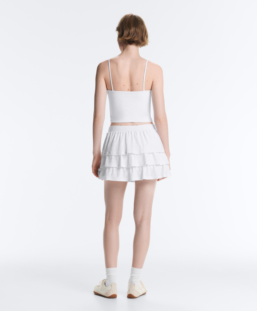 Oysho Топ Comfortlux с вышивкой, белый