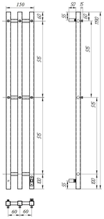 Полотенцесушитель электрический Point Гермес PN13822W П3 120x1200 диммер справа, белый