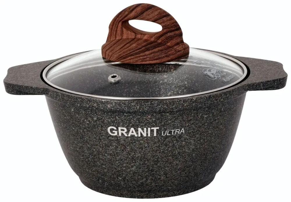 Кастрюля 2л «Granit ultra»(original) со стеклянной крышкой кго22а