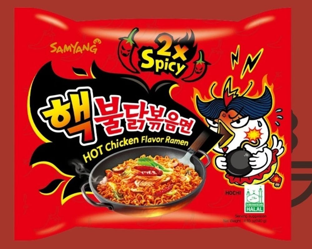 Лапша "Hot Chicken Ramen flavor" 2X SPICY ОЧЕНЬ острая со вкусом курицы, 140 гр., Южная Корея