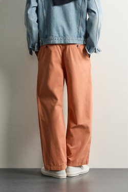 ZARA ВАРЕНЫЕ БРЮКИ ЧИНОС STRAIGHT FIT, ОРАНЖЕВЫЙ