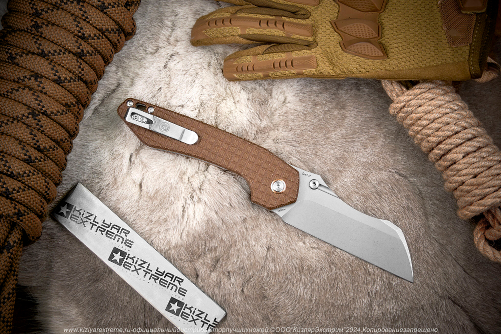 Нож Vosteed Gator сталь 14C28N Stonewash рукоять Brown Micarta