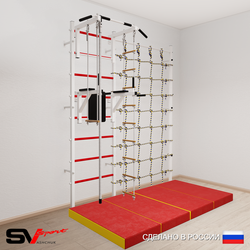 Шведская стенка Sv Sport 57740 (Турник стандарт/Брусья/Канат/Лестница/Трапеция/Мат 2м/Канатный лаз)