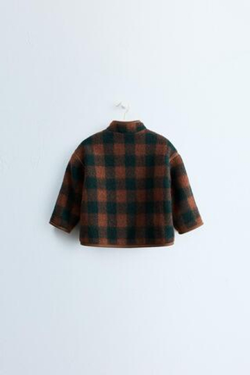 ZARA TIMELESS — КУРТКА В КЛЕТКУ ИЗ ШЕРСТИ, ТАБАЧНЫЙ