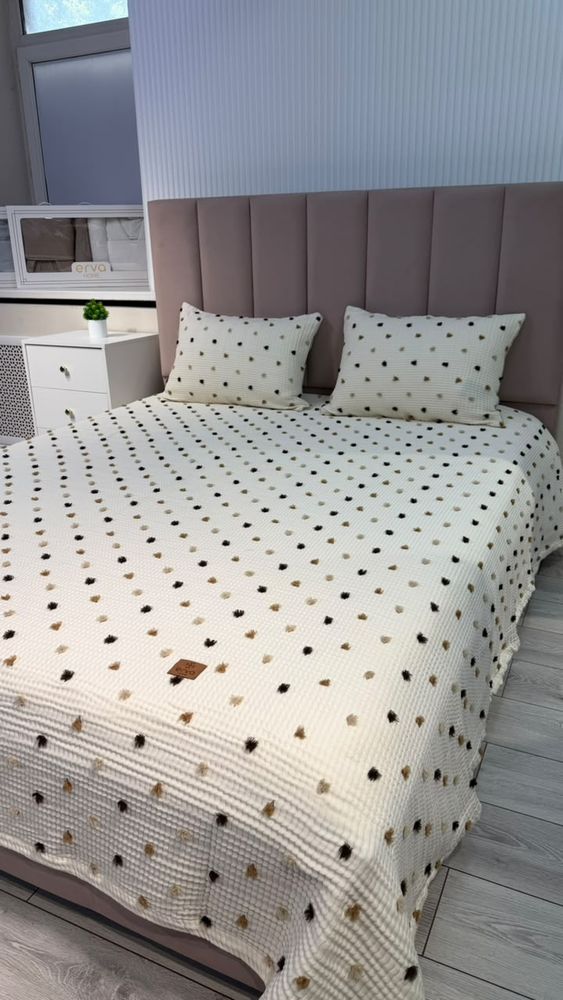 ZEPHYR HOME Покрывало 230х250 Муслин Горошек Белый