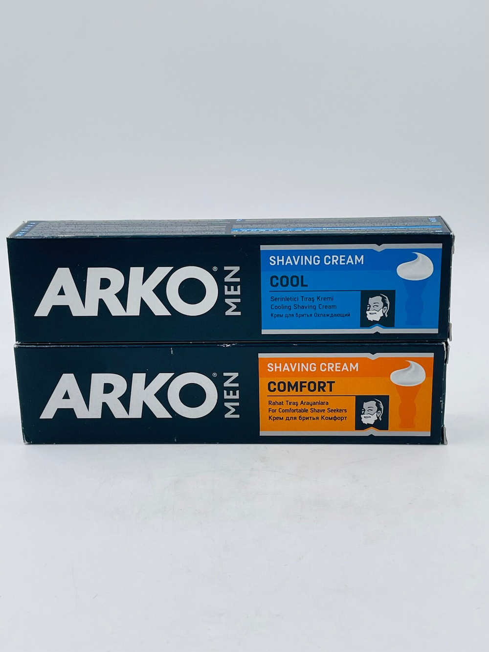 Крем для бритья мужской ARKO MEN, набор 2 шт.: Cool охлаждающий с витамином Е (61 мл) и Comfort с алоэ (61 мл)