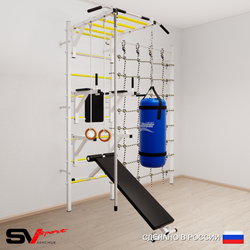 Шведская стенка Sv Sport усиленная 66420 (Турник рукоход/Брусья/Стойка/Скамья/Канат/Кольца/Цепь/Мешок 22кг/Канатный лаз)