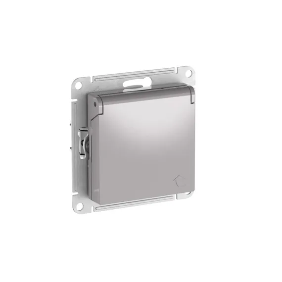 Розетка с крышкой Systeme Electric AtlasDesign Алюминий, самозажимные клеммы ATN000346S
