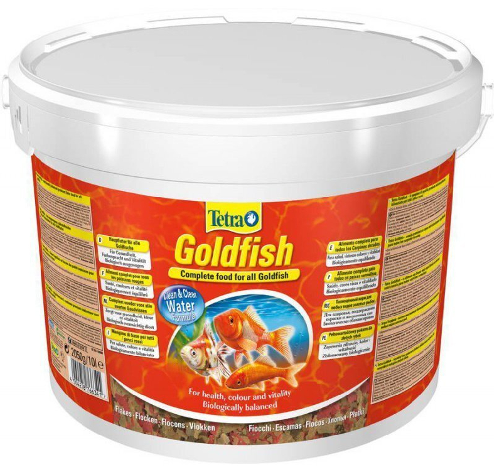Корм для рыб TetraGoldfish, основной корм для золотых рыбок в хлопьях 10л