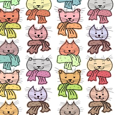 Котики в шарфах. Зимний паттерн коты.