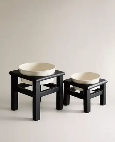 ZARA HOME МИСКА ДЛЯ КОРМА ДЛЯ ДОМАШНИХ ЖИВОТНЫХ С ПОДСТАВКОЙ, ЧЕРНЫЙ