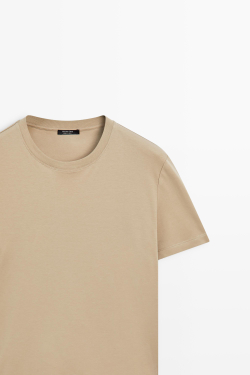 Massimo Dutti Футболка классического кроя с короткими рукавами, дымчатый