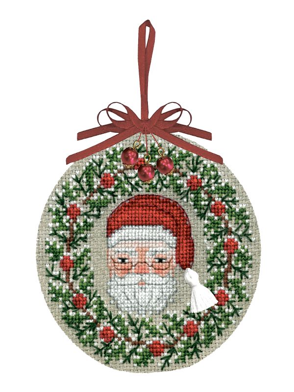 Набор для вышивания нитками Le Bonheur des Dames елочной игрушки Santa Claus Bauble (Дед Мороз)