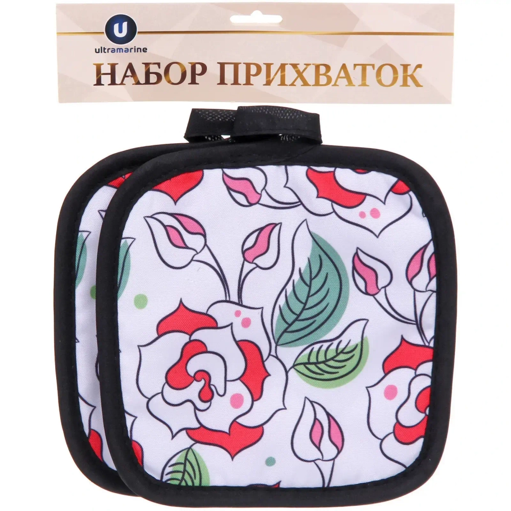 Прихватка в наборе «HERBAL», розы, 17*17 см, 2 шт