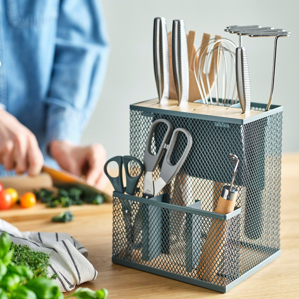 IKEA VIMPELFISK  (ИКЕА ВИМПЕЛФИСК)  -  Блок для ножей, бамбук/серо-бирюзовый