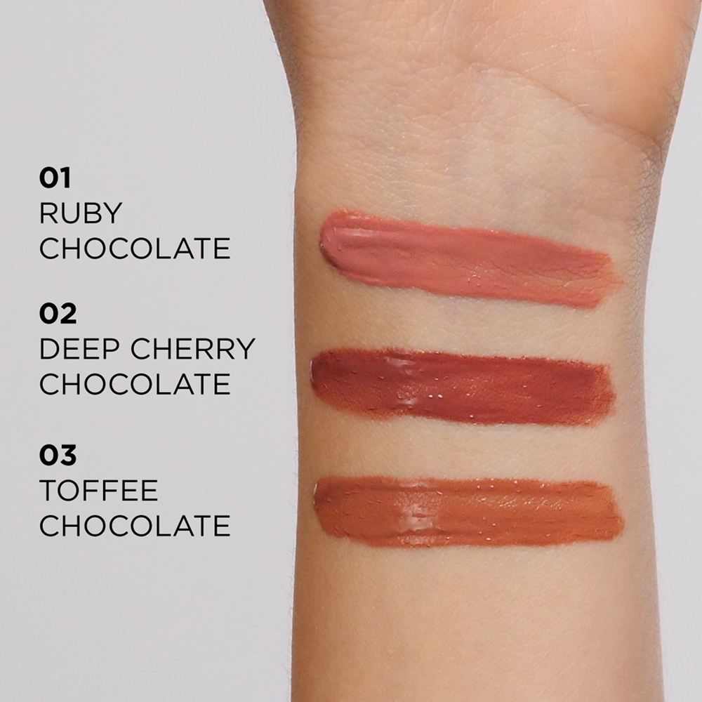 Eveline Cosmetics Choco Glamour - Увлажняющая блестящая помада оттенок 01 Ruby Chocolate, 4 ml